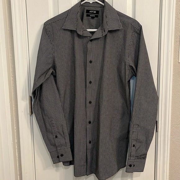 Apt. 9 Other - Men’s Black check slim fit button up shirt 15-1/2 34/35